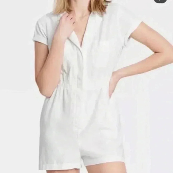 NWT Universal Thread White Linen Romper - Picture 4 of 4